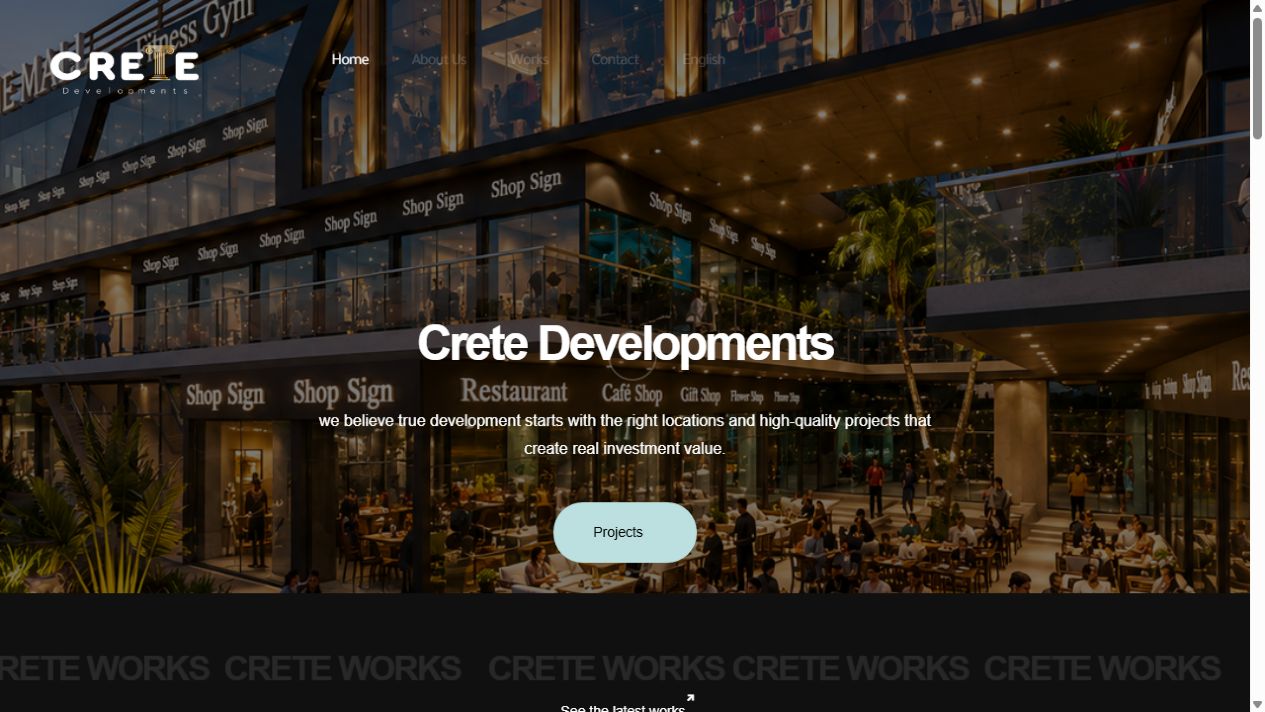 Crete Developments website screenshot