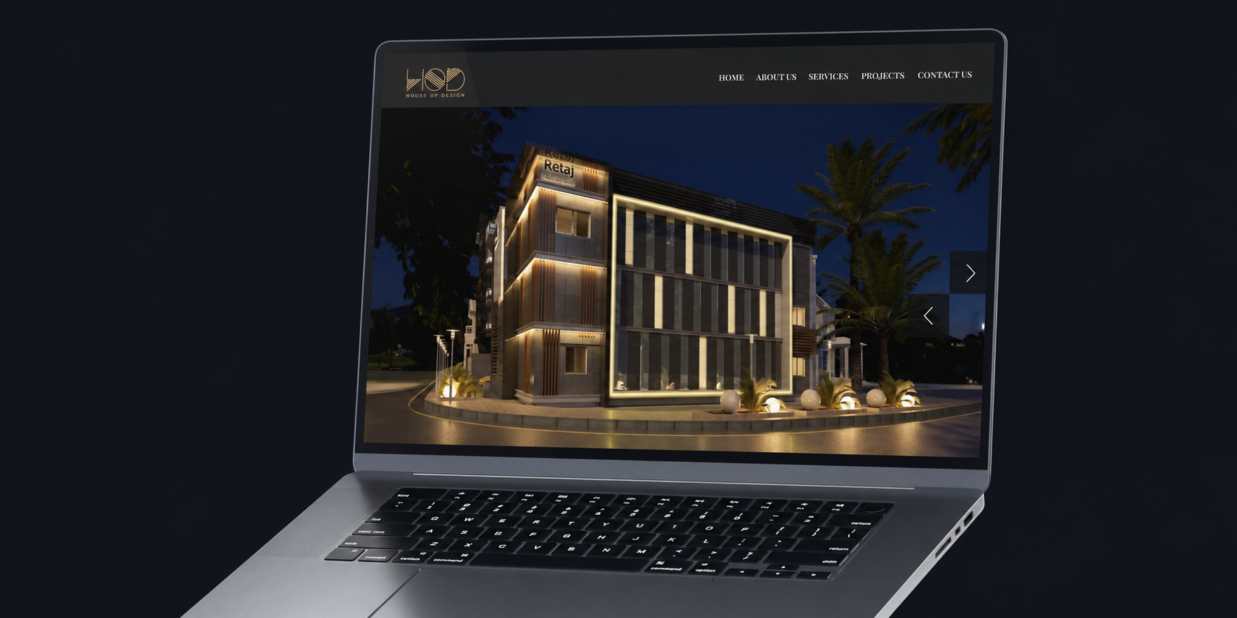 HOD website laptop mockup