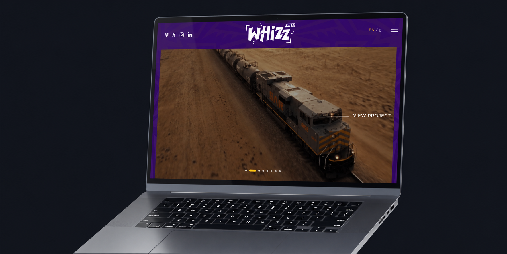 Whizz Film website laptop mockup